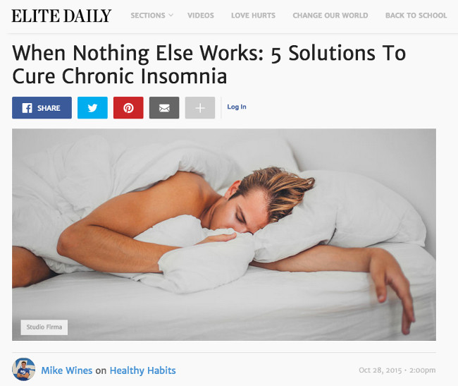 SleepPhones® mentioned on Elite Daily as a solution to insomnia